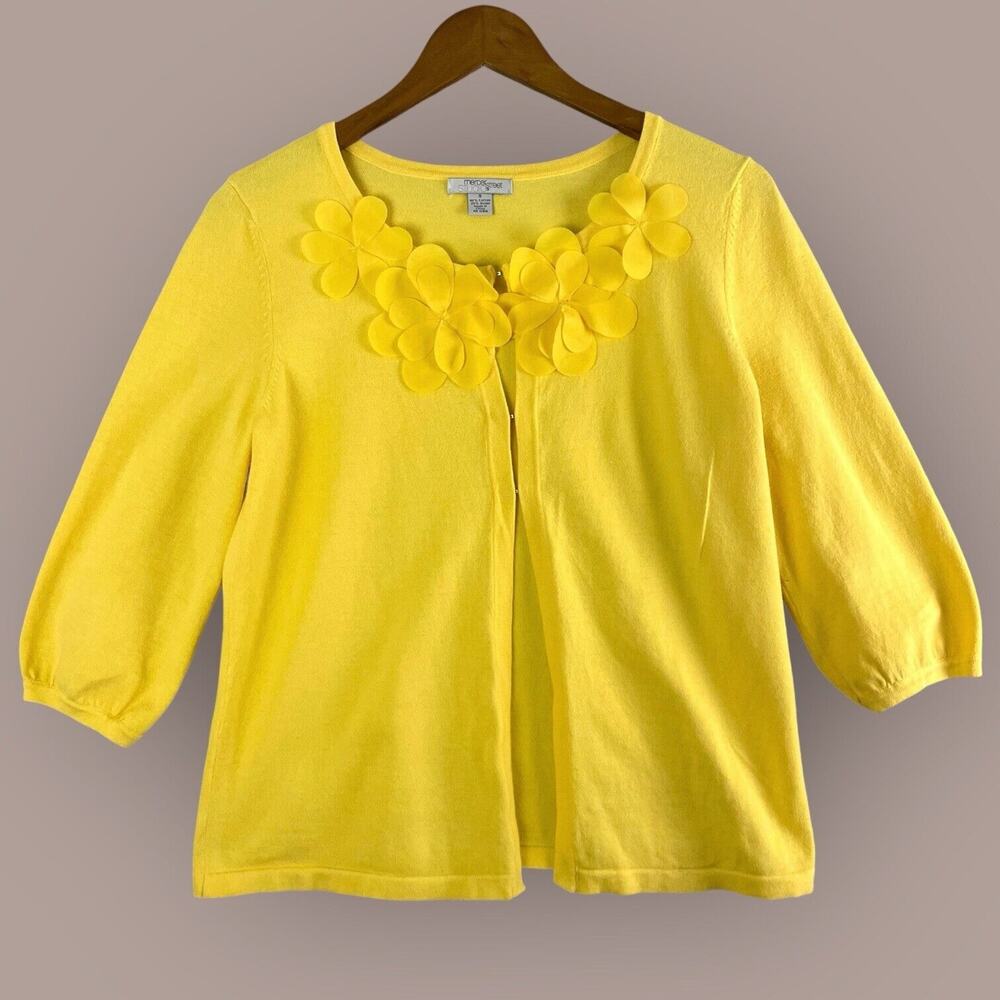 Mercer Street Studio Women's Yellow 3/4 Sleeve Cardigan Sweater SZ/S